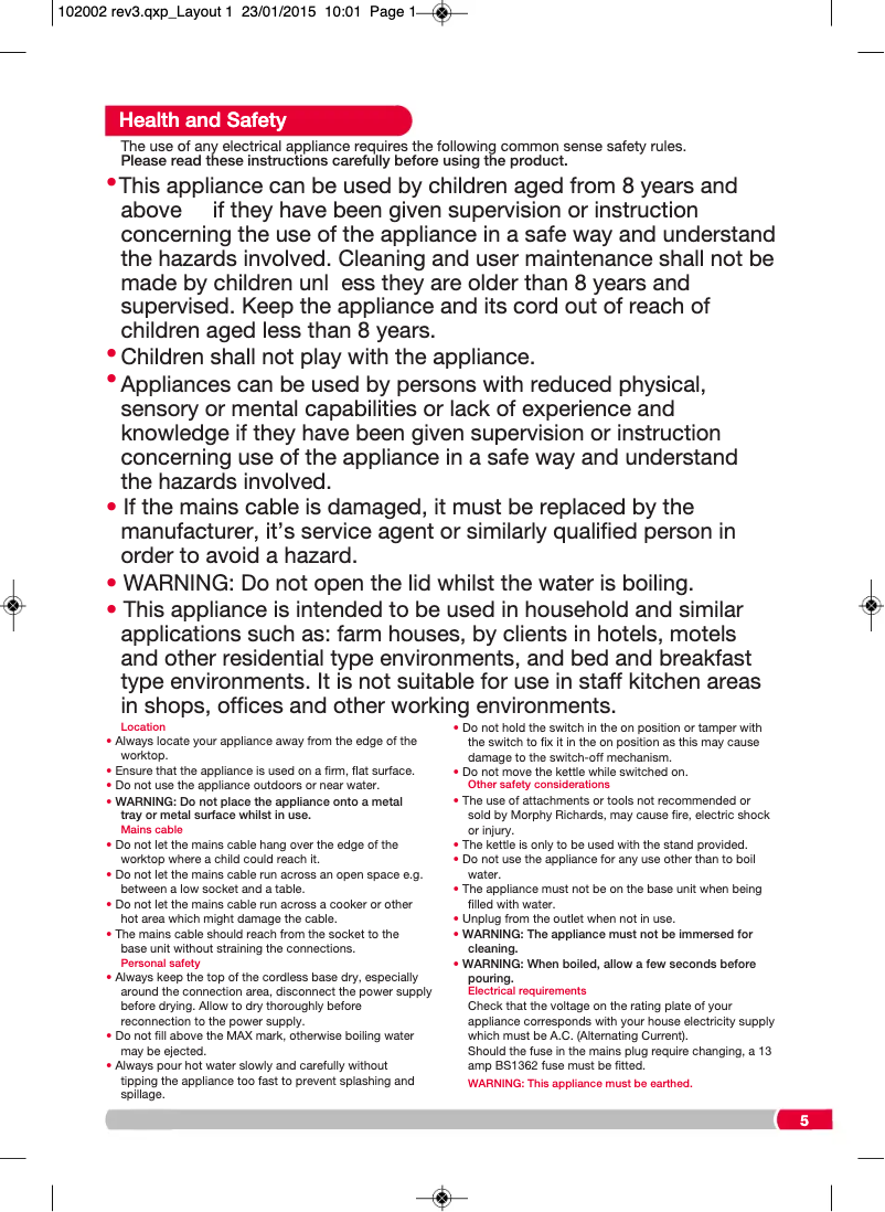 Page 1 de la notice Manuel utilisateur Morphy Richards Accents 102010