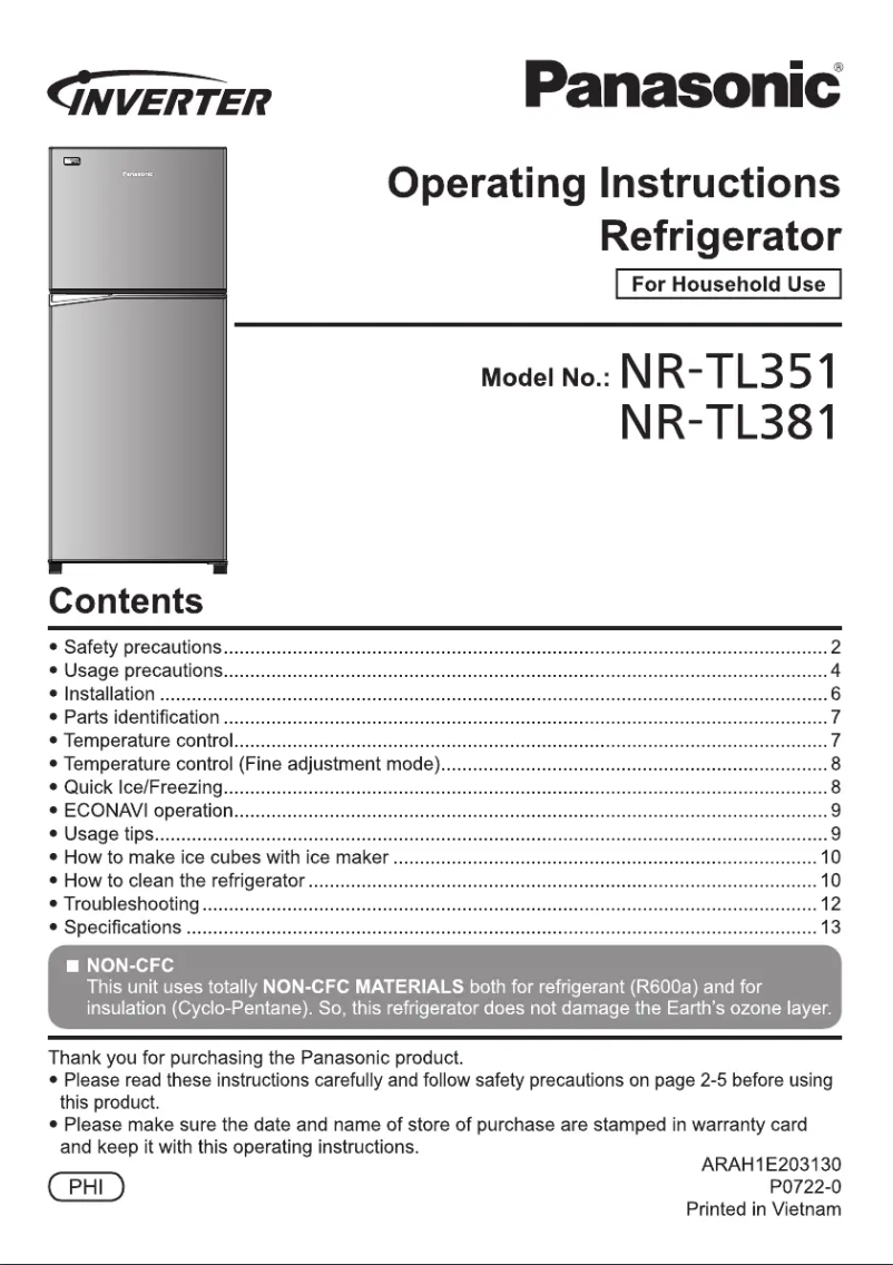 First page image of the manual for NR-TL351