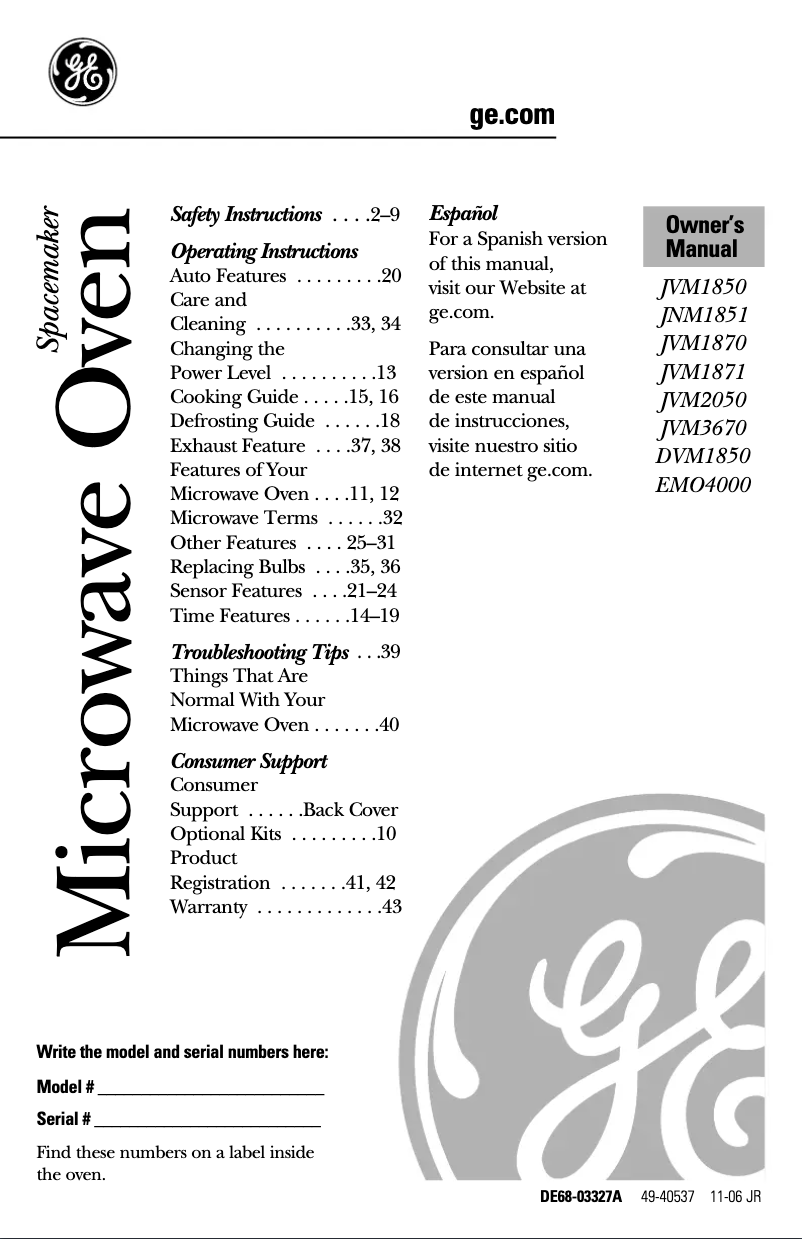 Page 1 of the manual Use and Maintenance Manual GE Adora DVM1850SMSS