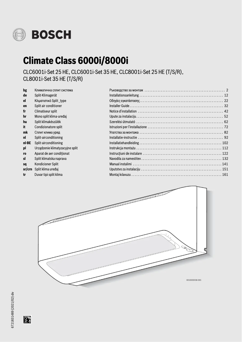First page image of the manual for Climate Class 6000i