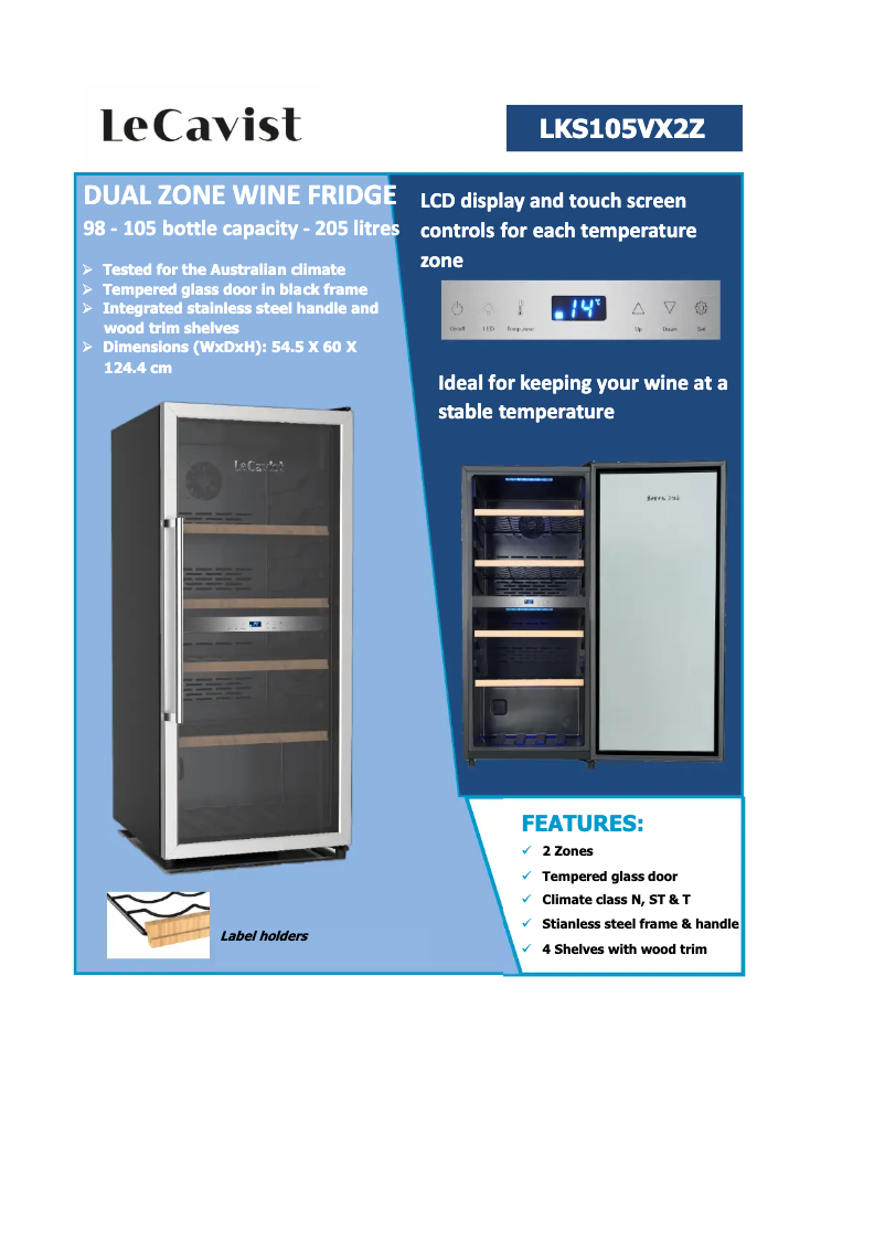 First page image of the manual for LKS105VX2Z