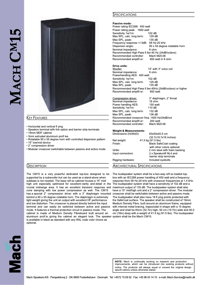 First page image of the manual for CM15