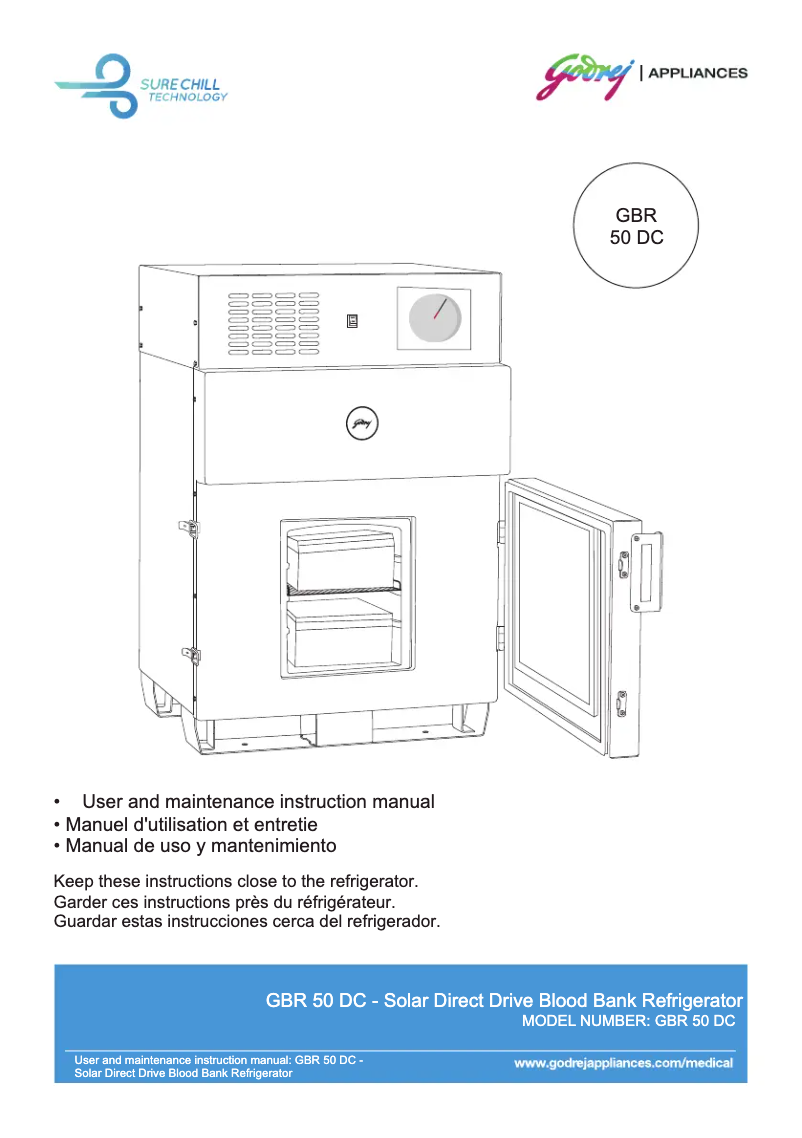 First page image of the manual for GBR 50 DC