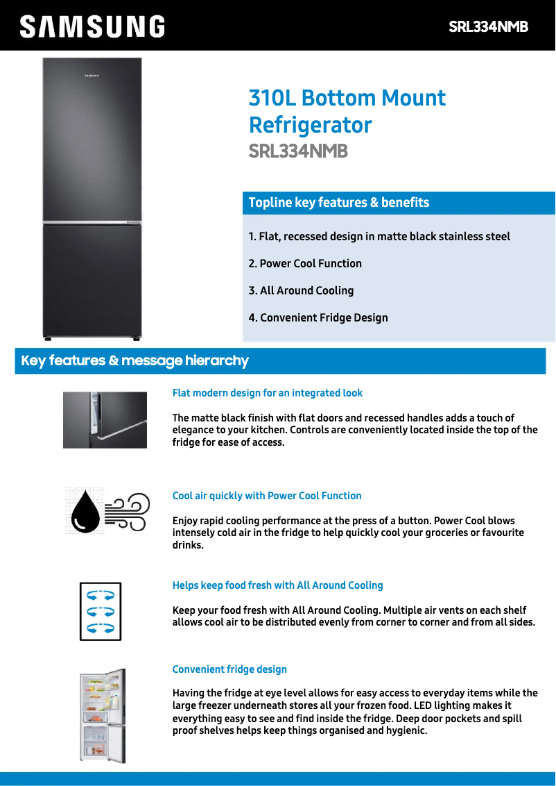 Page 1 of the manual Technical Sheet Samsung SRL334NMB