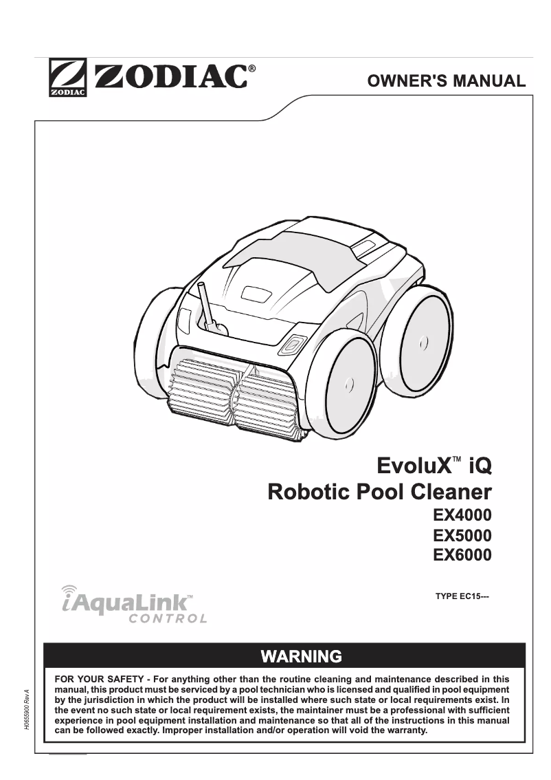 Page 1 of the manual User Manual Zodiac EvoluX EX5000 iQ