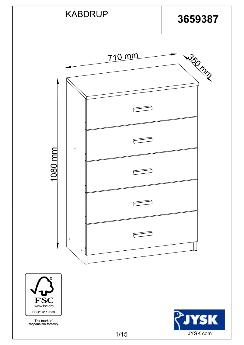 Page 1 of the manual User Manual JYSK Kabdrup (71x108x35)