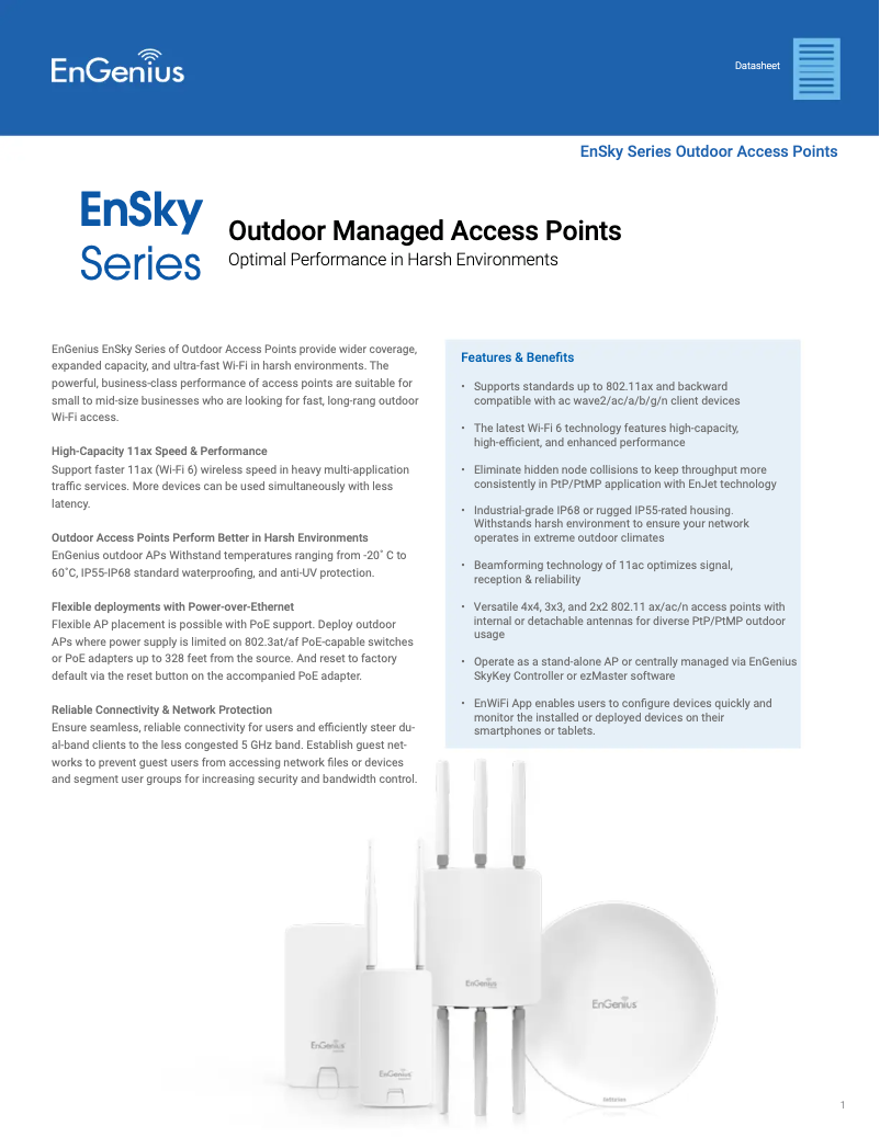 Page 1 of the manual Technical Sheet EnGenius EWS7952FP
