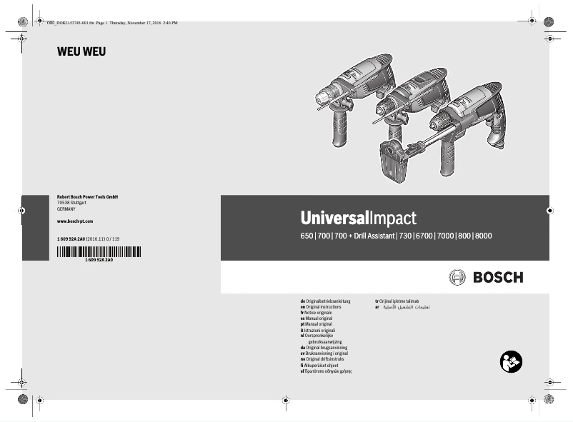 Page 1 of the manual User Manual Bosch UniversalImpact 700