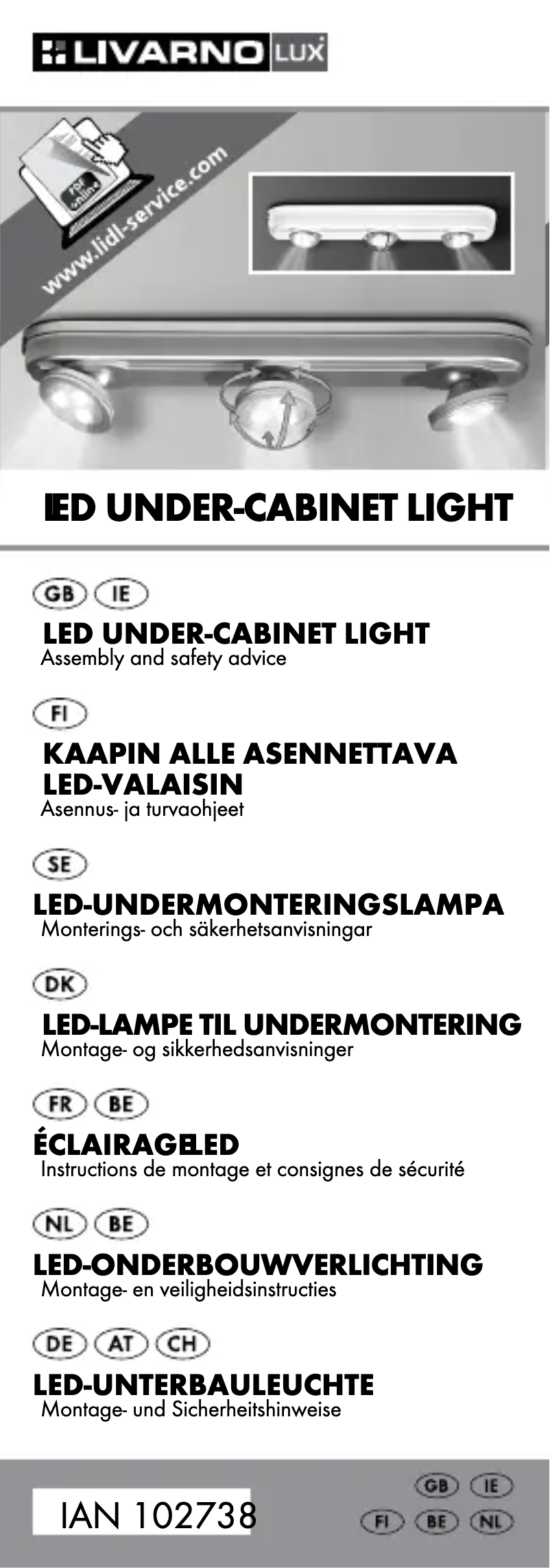 First page image of the manual for IAN 102738