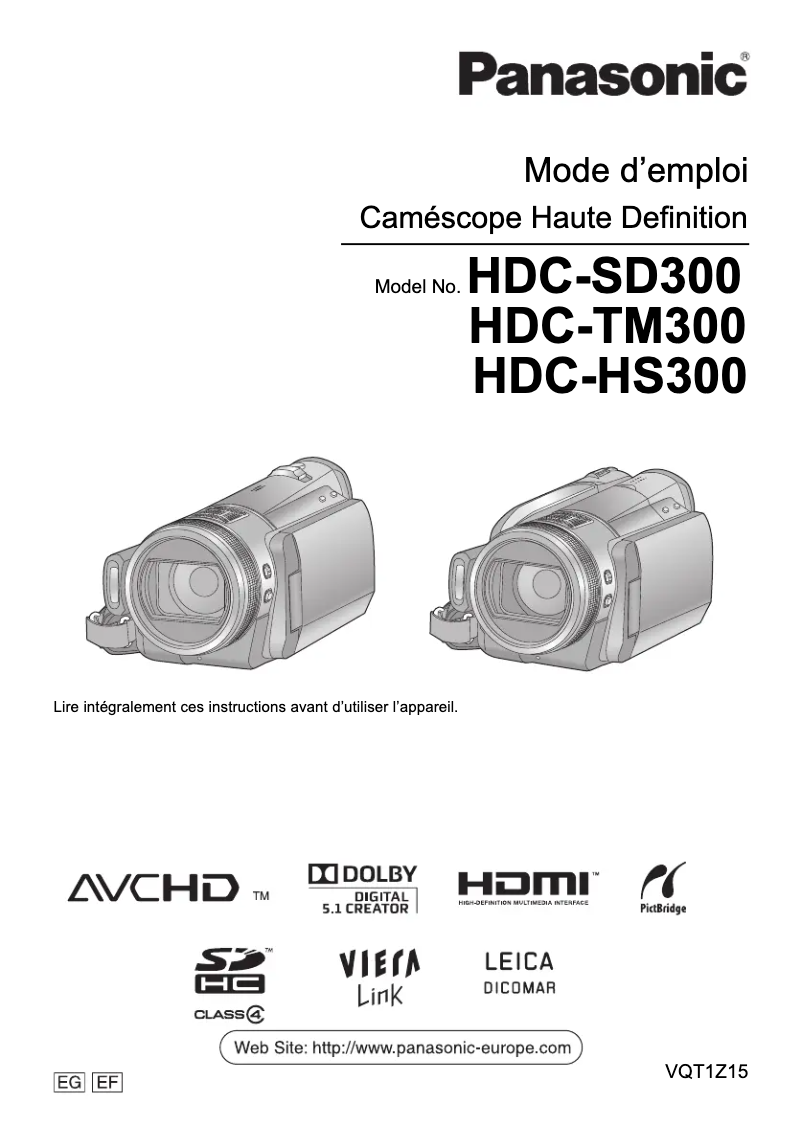 Page 1 of the manual User Manual Panasonic HDC-SD300