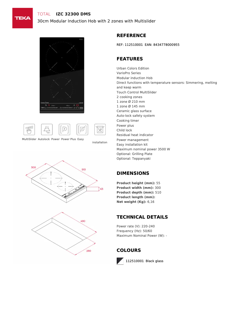 Page 1 of the manual Technical Sheet Teka IZC 32300 DMS