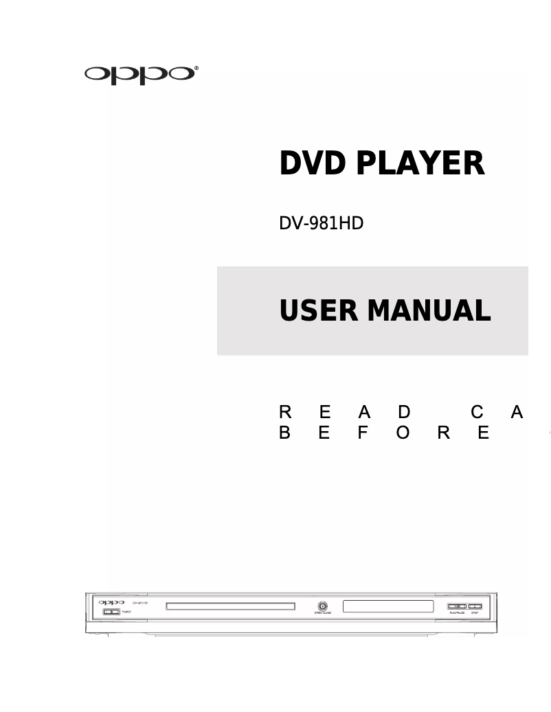 First page image of the manual for DV-981HD