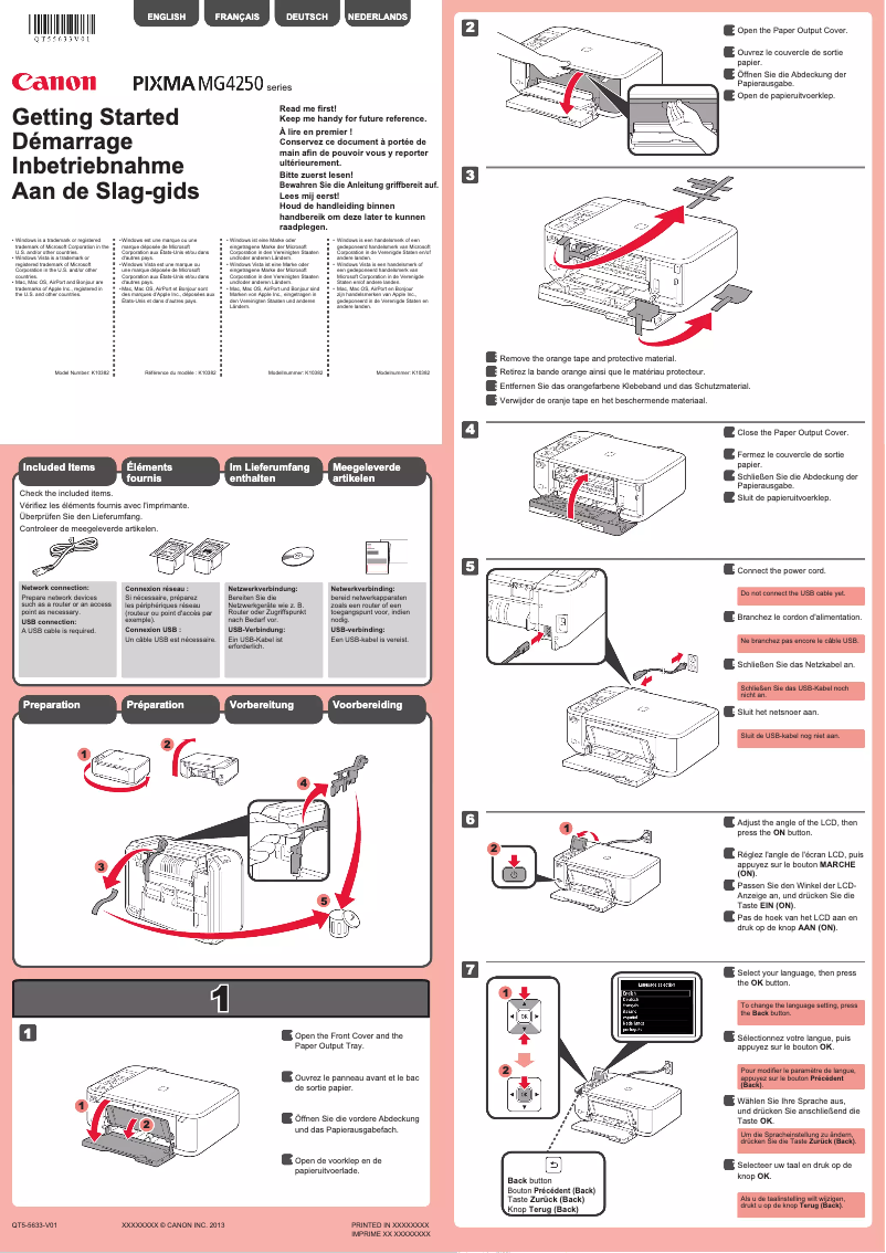 Page 1 of the manual User Manual Canon Pixma MG4250