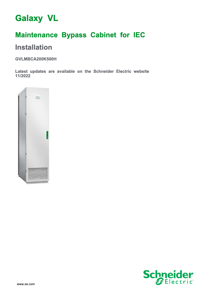 First page image of the manual for GVLMBCA200K500H