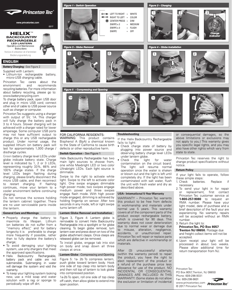 Page 1 of the manual User Manual Princeton Tec Helix