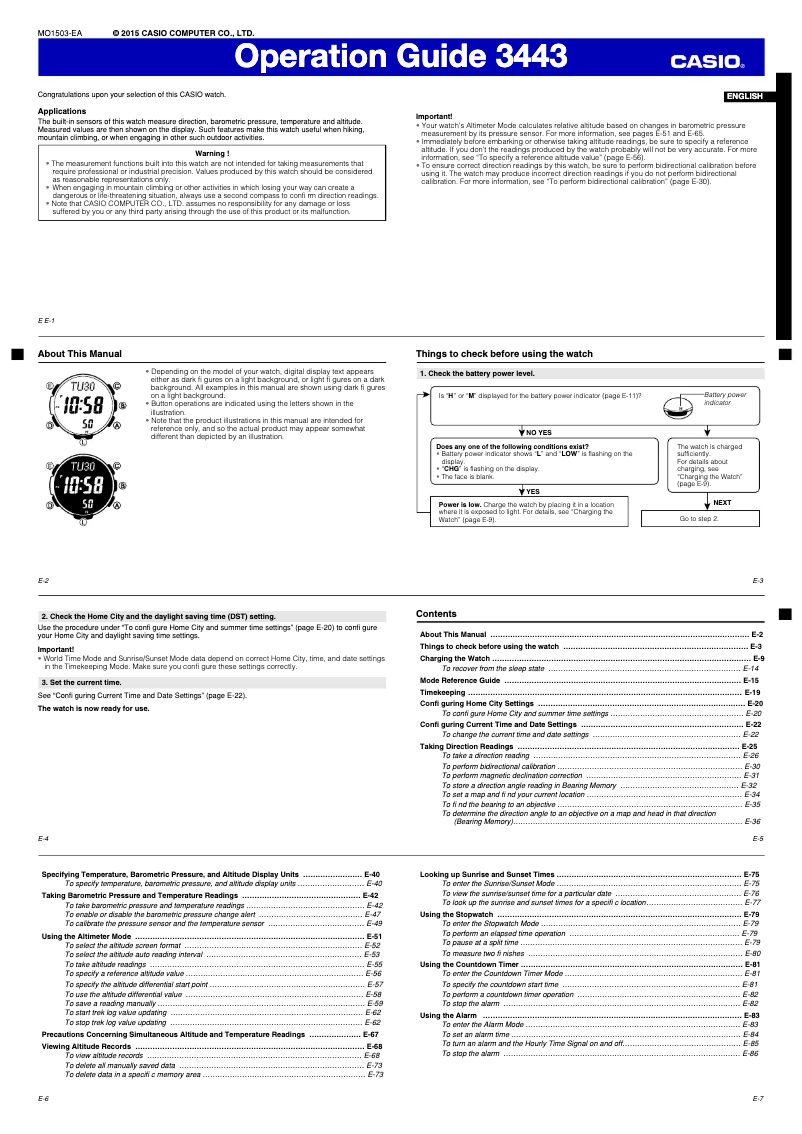 Page 1 of the manual User Manual Casio PRG300CM-3