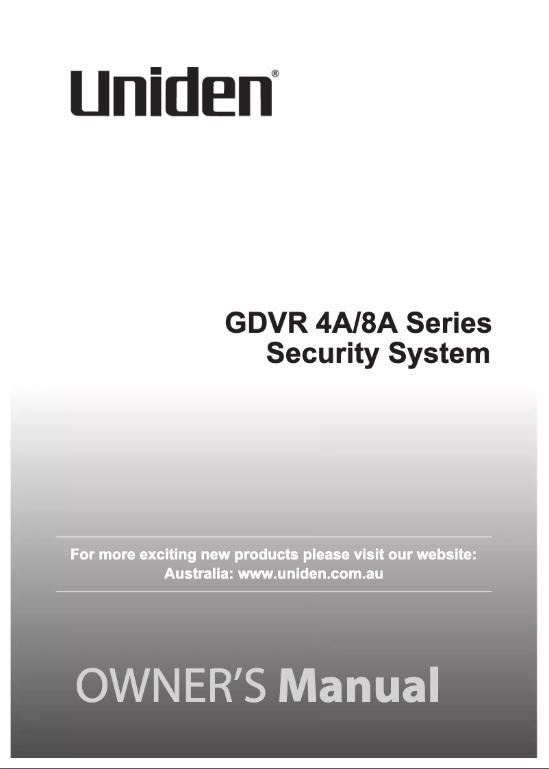 Page 1 of the manual User Manual Uniden GDVR4A40
