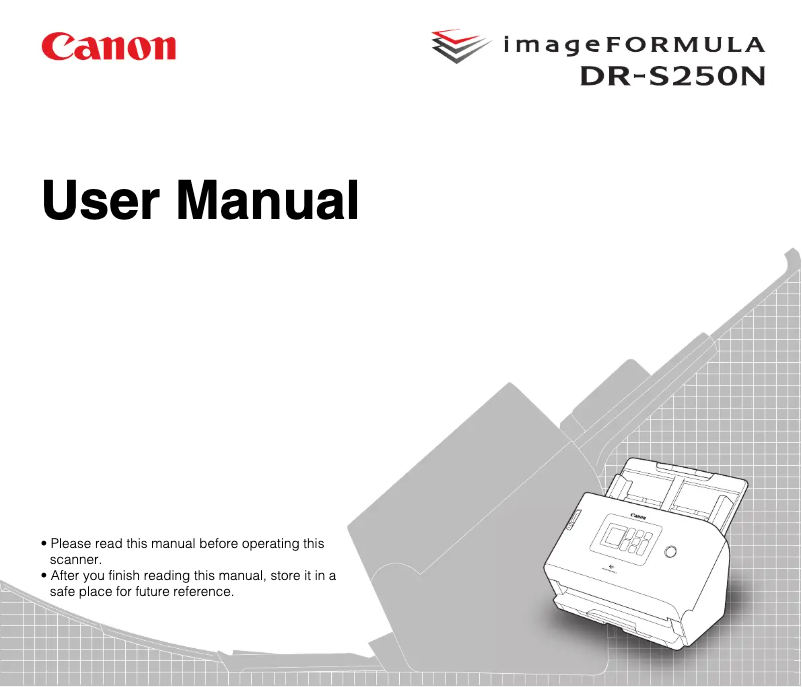 Page 1 of the manual User Manual Canon imageFORMULA DR-S250N