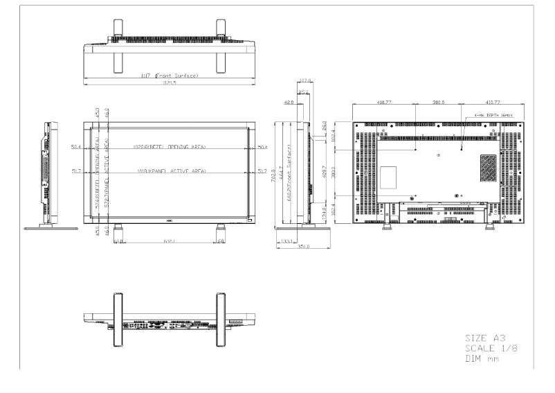 Page 1 of the manual Technical Drawing NEC MultiSync V462