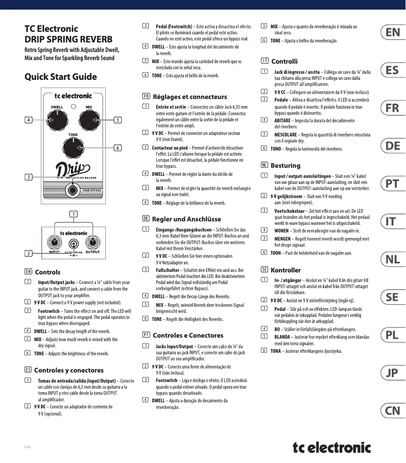 Page 1 of the manual User Manual TC Electronic Drip Spring Reverb