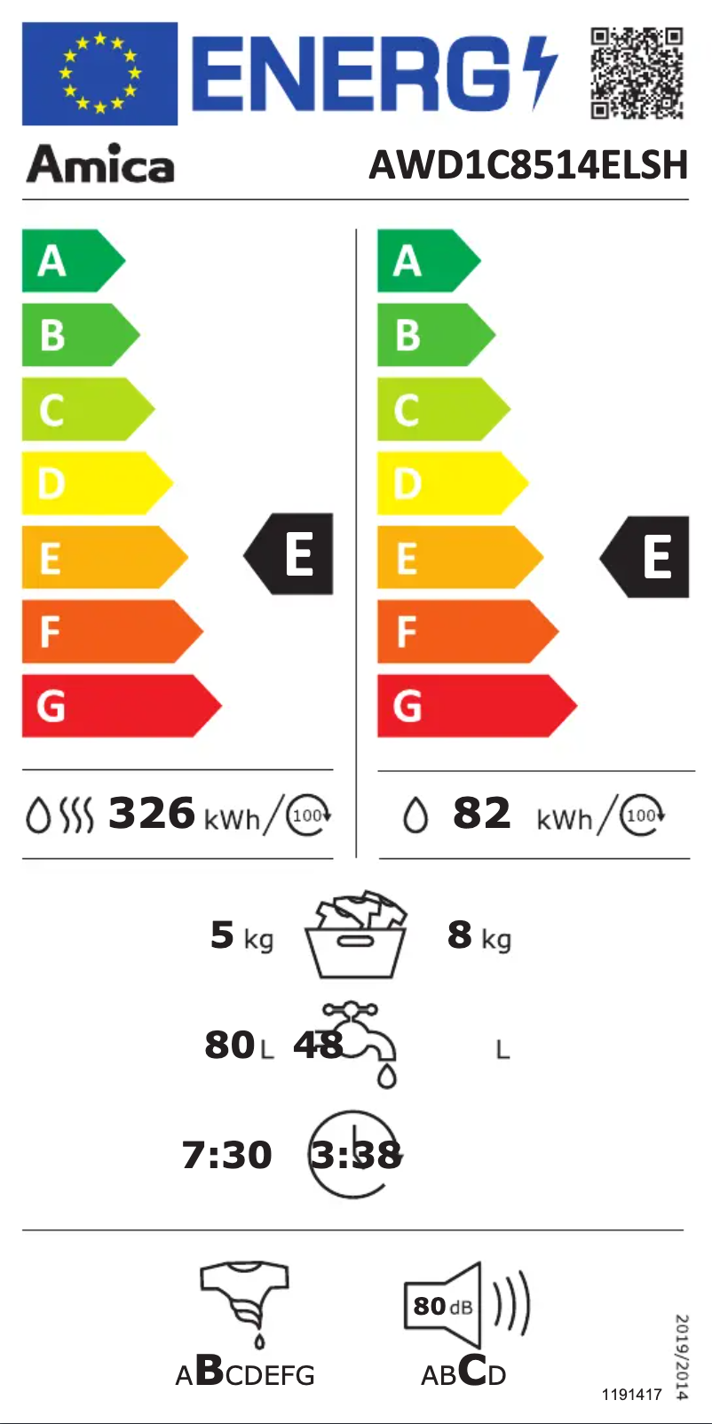 First page image of the manual for AWD1C8514ELSH