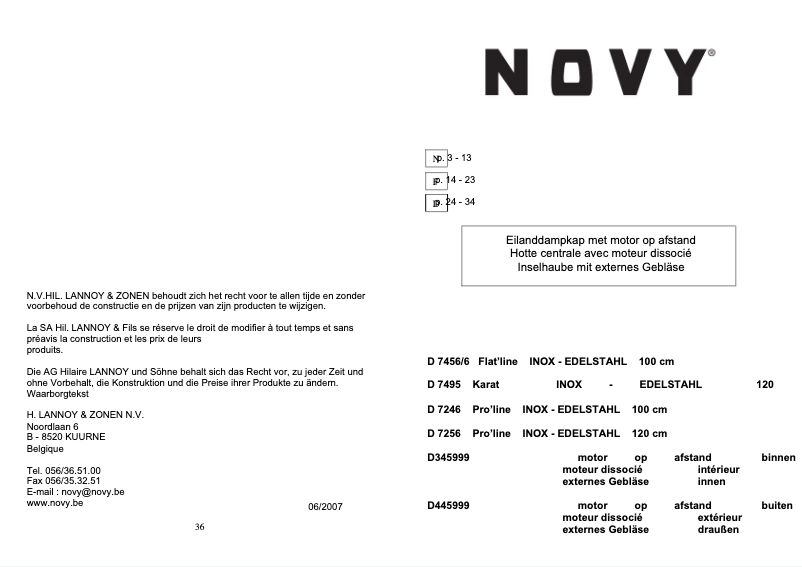 Page 1 of the manual User Manual Novy Flat'Line 7456