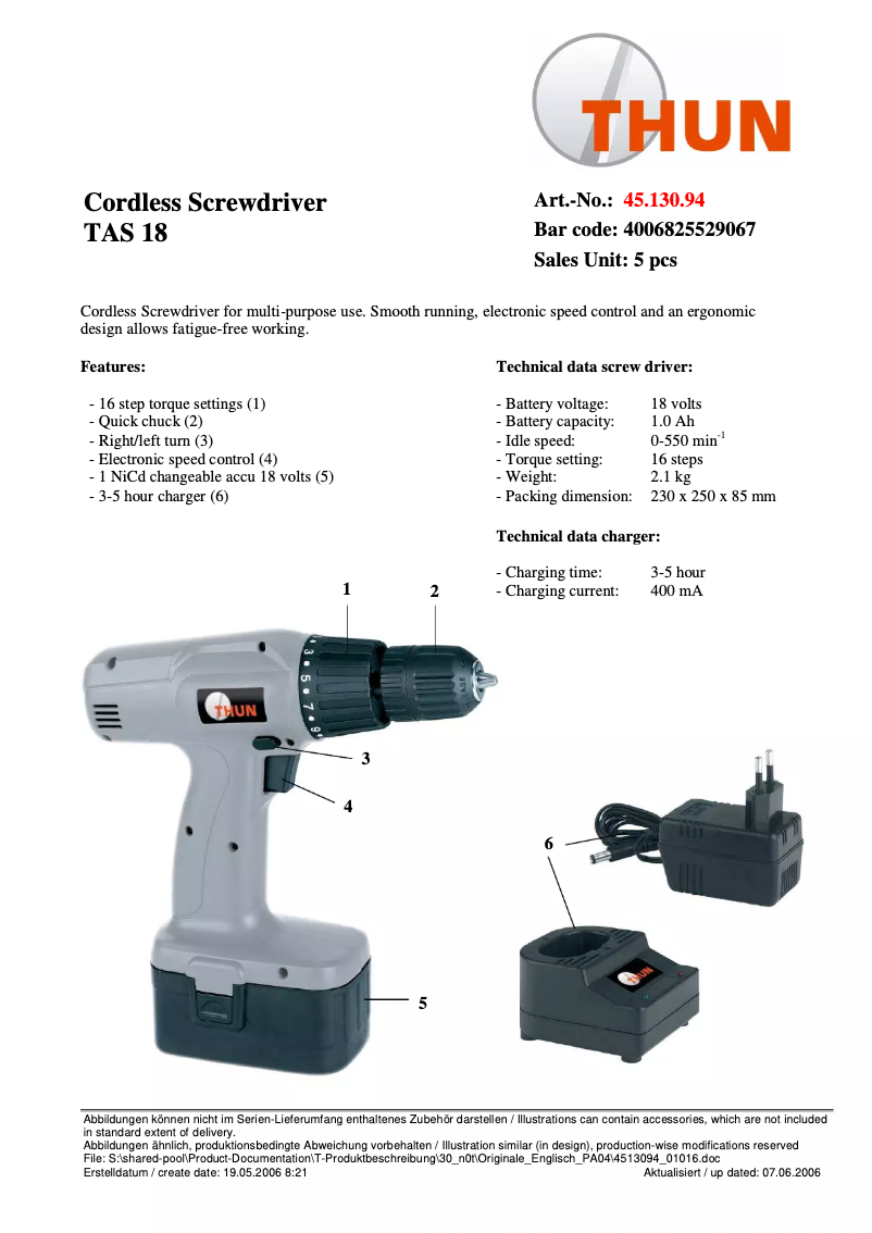 First page image of the manual for TAS 18