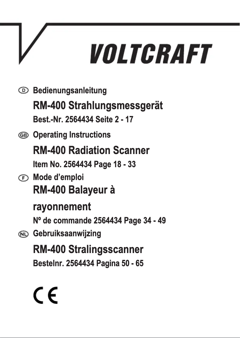Page 1 of the manual User Manual Voltcraft RM-400