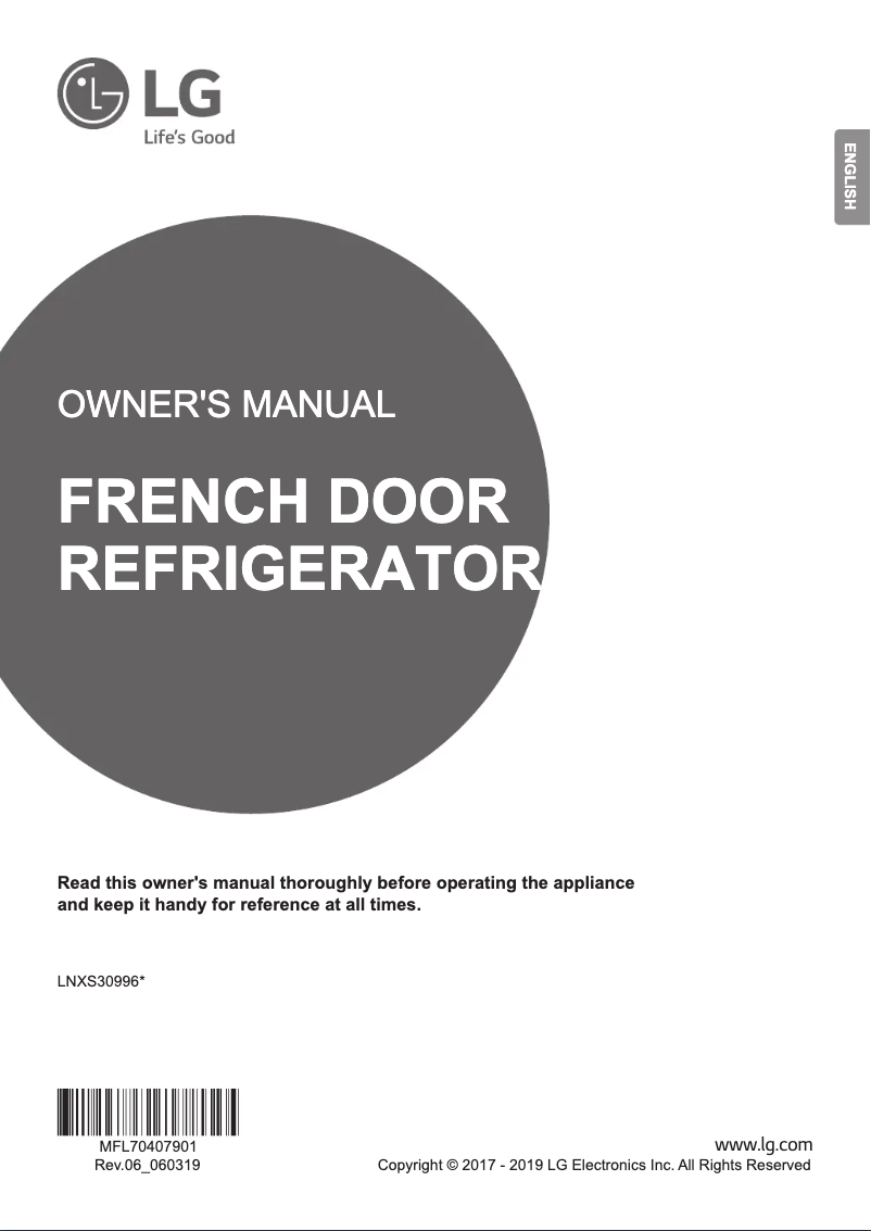 First page image of the manual for LNXS30996D