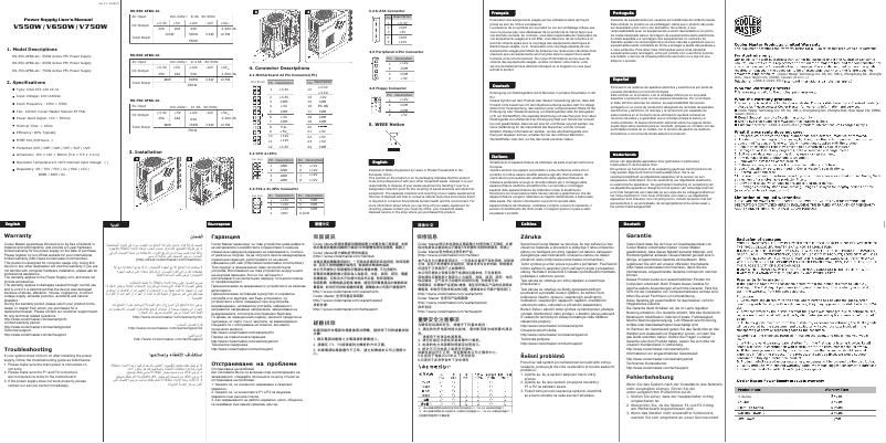 Page 1 of the manual User Manual Cooler Master V550