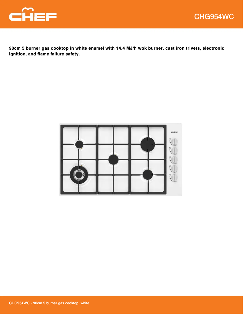 Page 1 of the manual Technical Sheet Chef CHG954WC