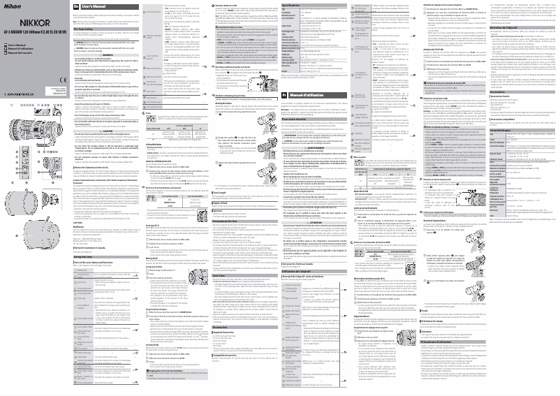 First page image of the manual for AF-S NIKKOR 120-300mm f/2.8E FL ED SR VR