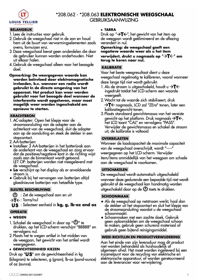 First page image of the manual for 208062