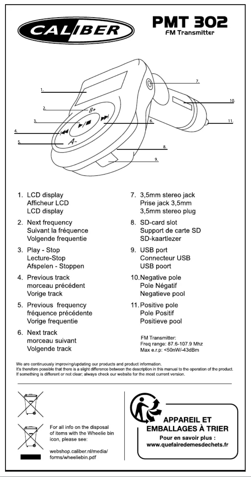 First page image of the manual for PMT 302