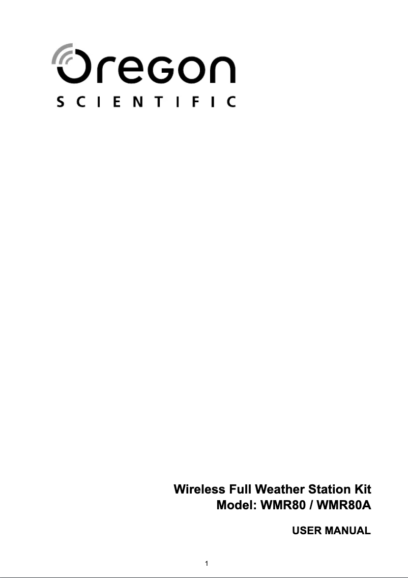 First page image of the manual for WMR 80