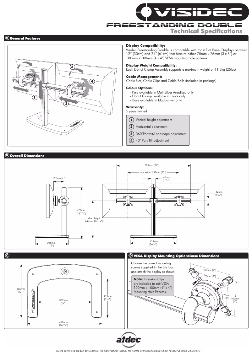 Page 1 of the manual User Manual Atdec V-FS-DB