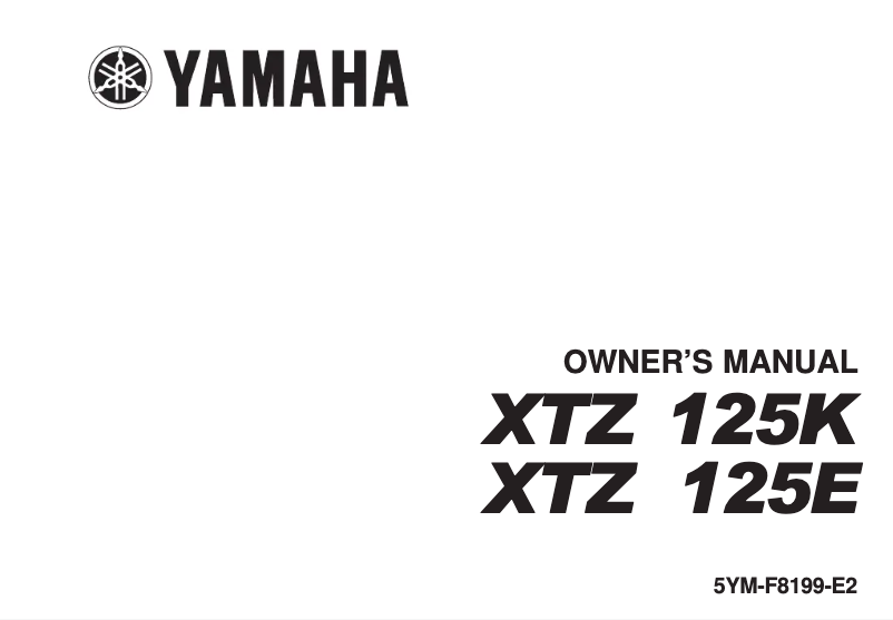 First page image of the manual for XTZ 125E (2005)