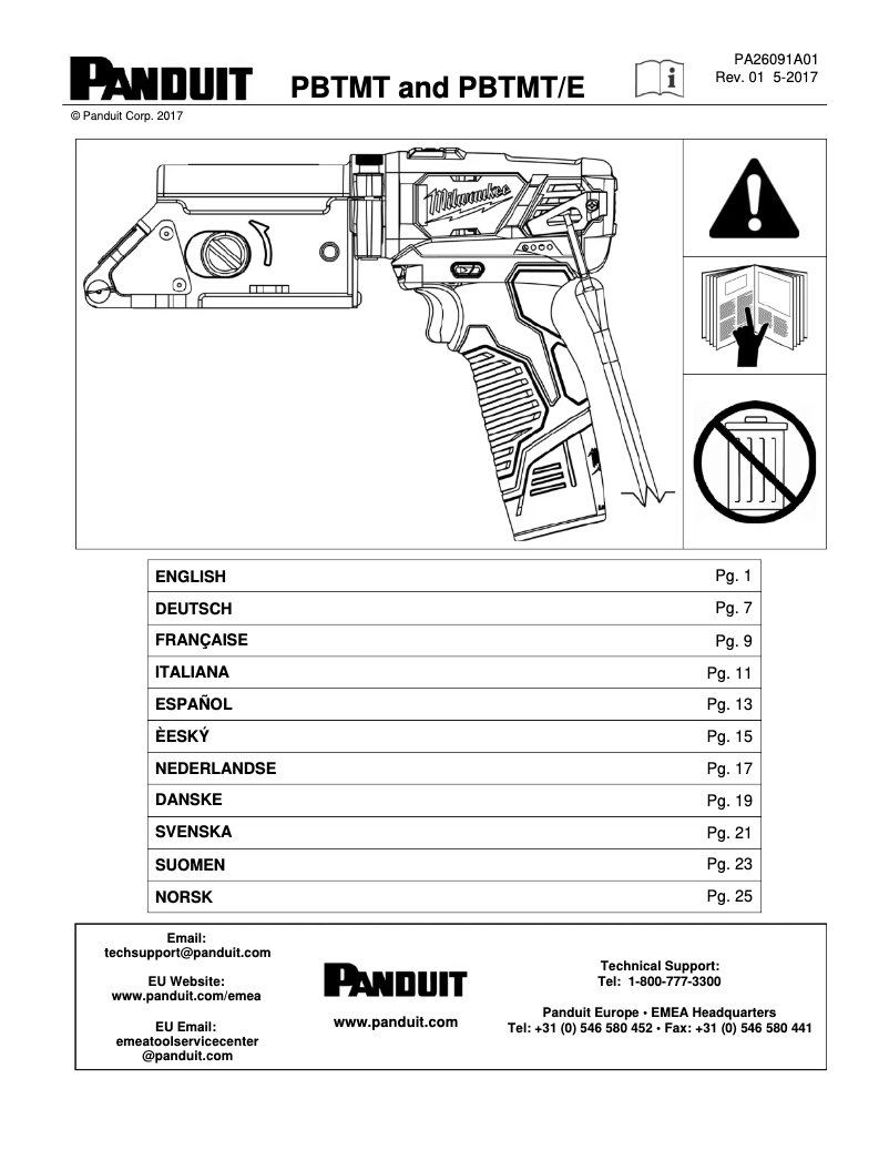 First page image of the manual for PBTMT