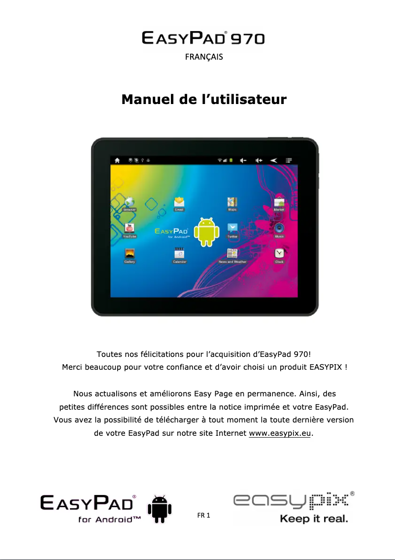 Page 1 of the manual User Manual Easypix EasyPad 970