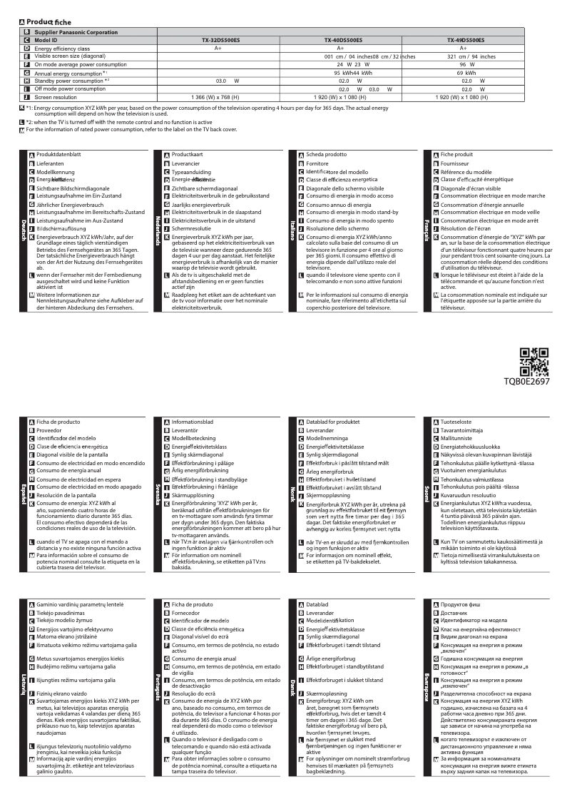 First page image of the manual for TX-49DS500E