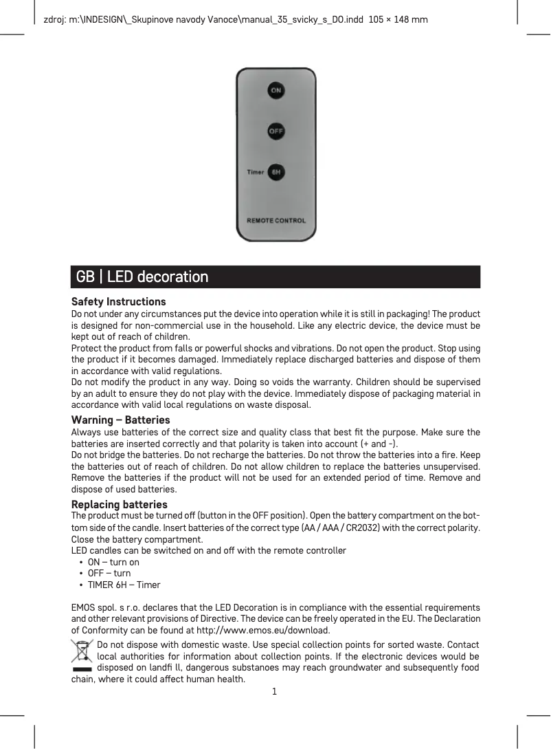 First page image of the manual for DCCV07