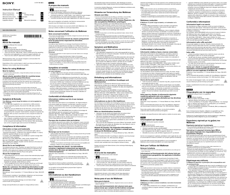 Page 1 of the manual User Manual Sony NWE393