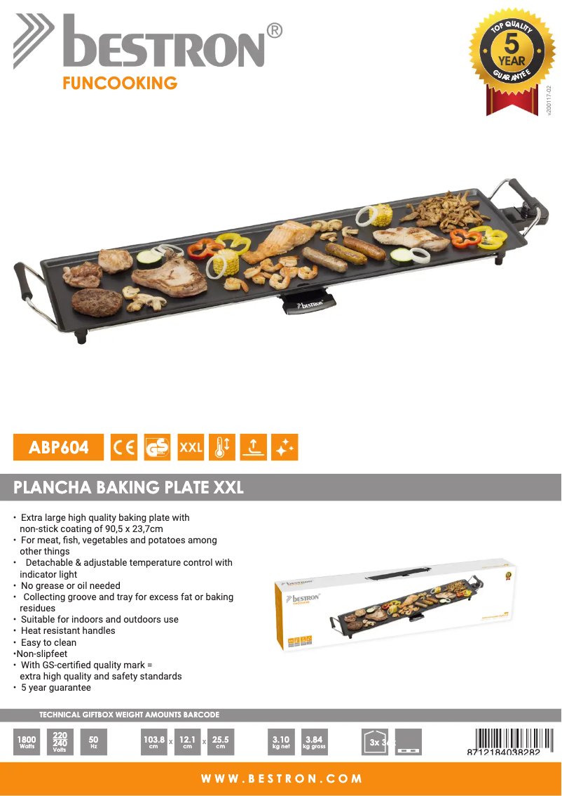 Page 1 of the manual Technical Sheet Bestron ABP604