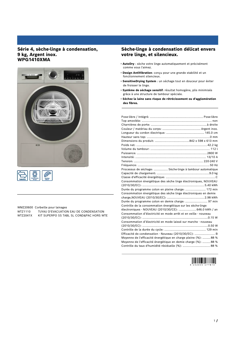 First page image of the manual for WPG1410XMA