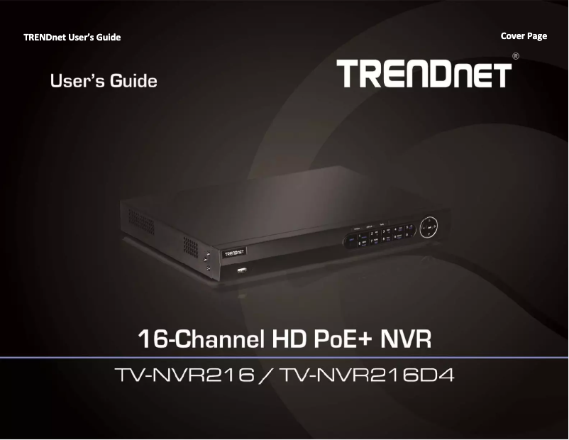 First page image of the manual for TV-NVR216D4