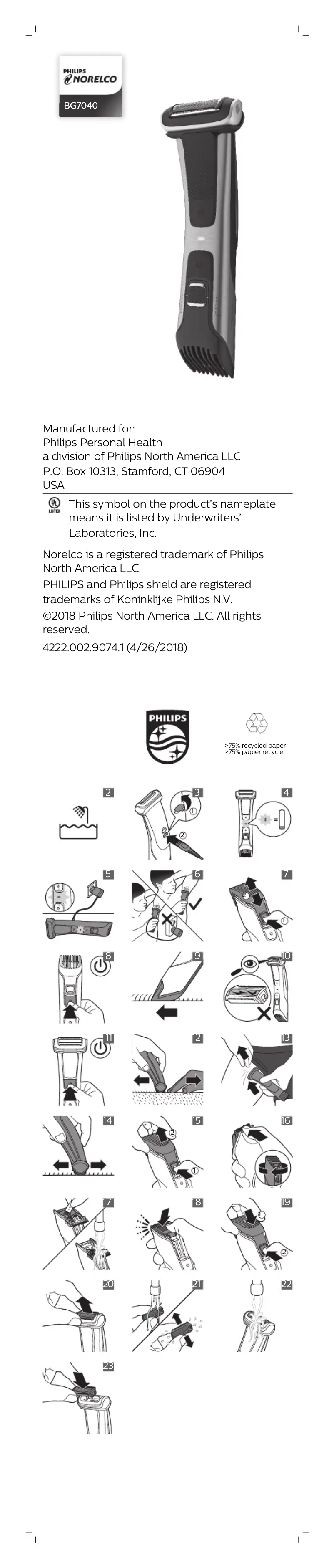 Page 1 of the manual User Manual Philips BodyGroom BG7040