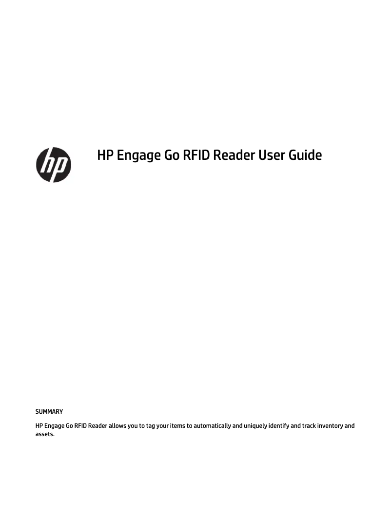 First page image of the manual for Engage Go RFID