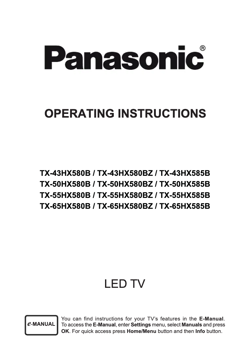 Page 1 of the manual User Manual Panasonic TX-55HX585B