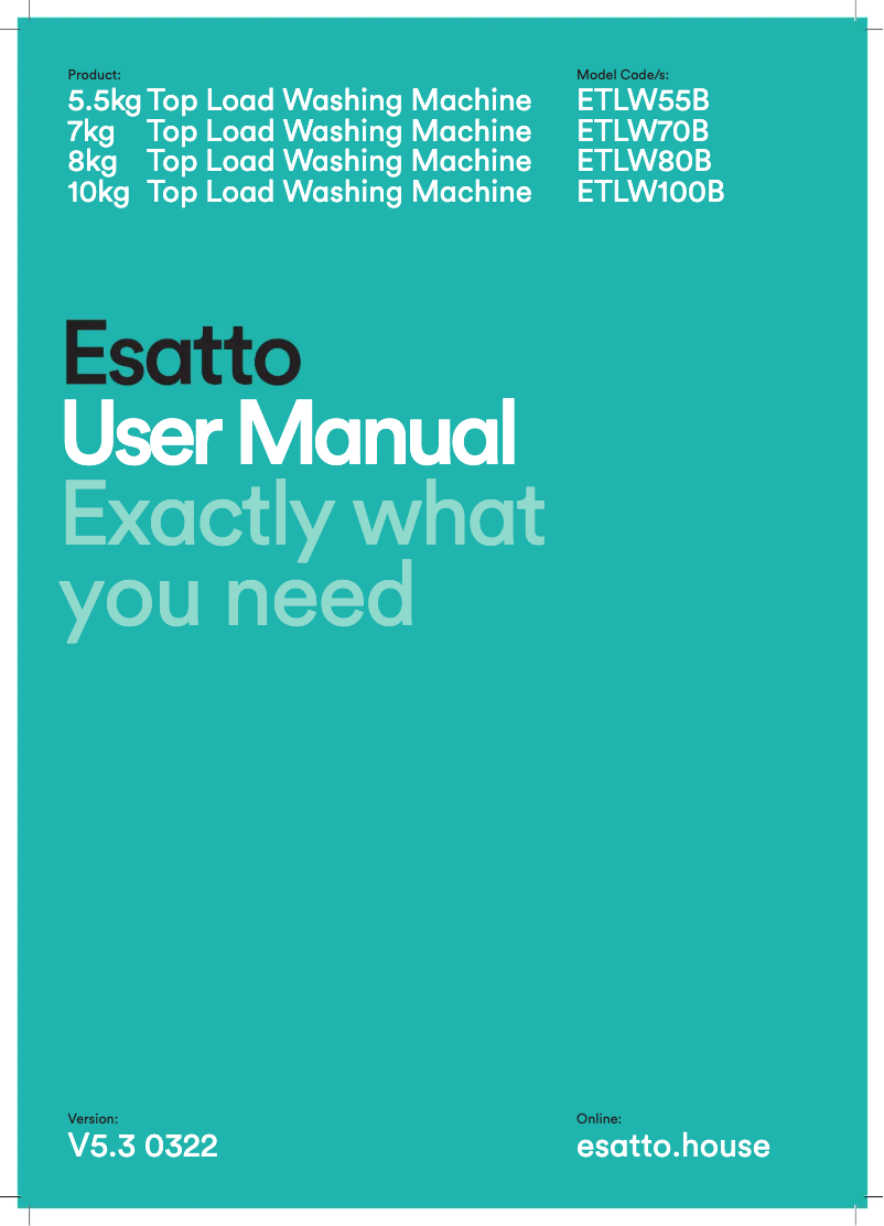 First page image of the manual for ETLW55B