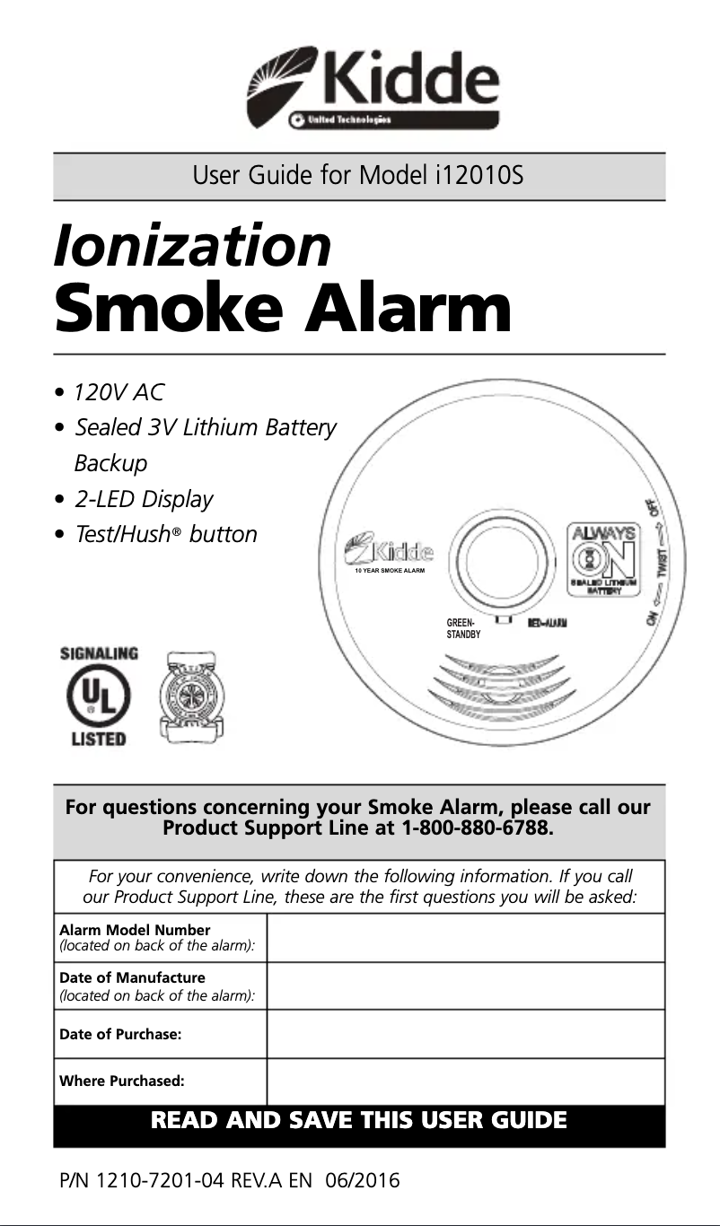 Page 1 of the manual User Manual Kidde i12010S